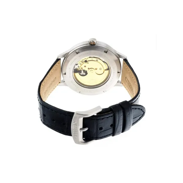 CITIZEN Automatic Mechanical Movement Cow Leather Strap Watch 42.4mm Men's Watches Blue Dial NJ0090 21L-3