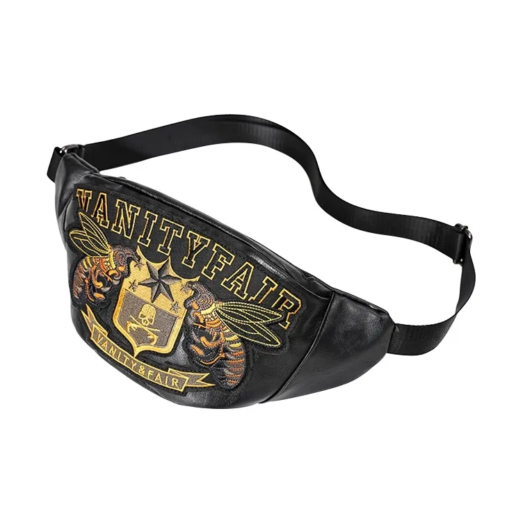 COTECi PU Biker Bag, Shoulder Bag, Crossbody Bag, Fanny Pack, Sling Bag Regular Unisex Black-2