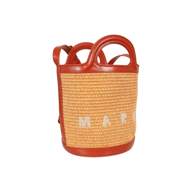 MARNI TROPICALIA Raffia Bucket Bag Handbag Small Size Women's Yellow-1