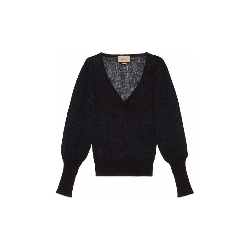 GUCCI Feather cuffs V neck Jumper-1