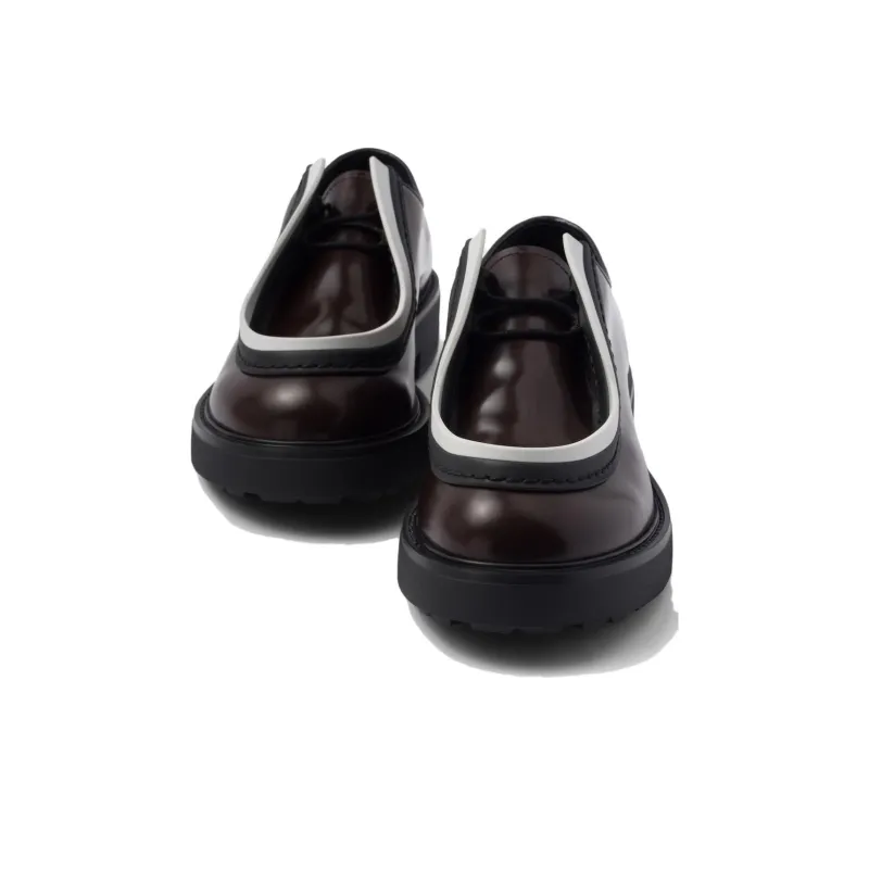 PRADA Opaque Brushed-leather Lace-up Shoes-3