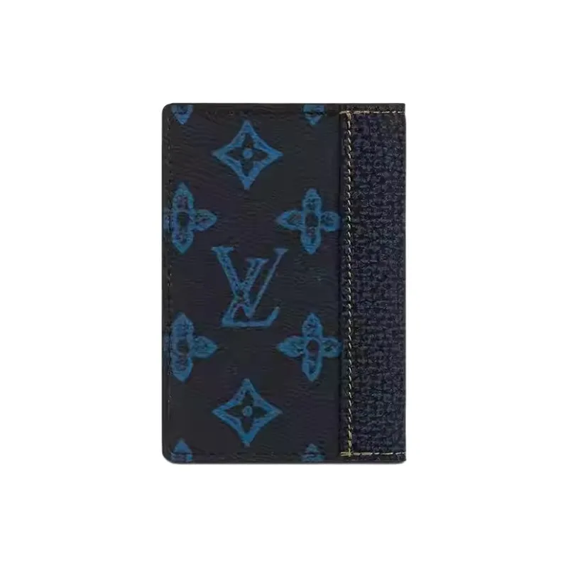 LOUIS VUITTON Cow Leather Card Holder, Wallet Men's Blue-2