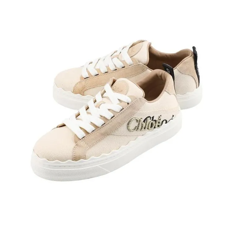 Chloe Lauren Low Top Stylish Skateboarding Shoes Women's Beige-4