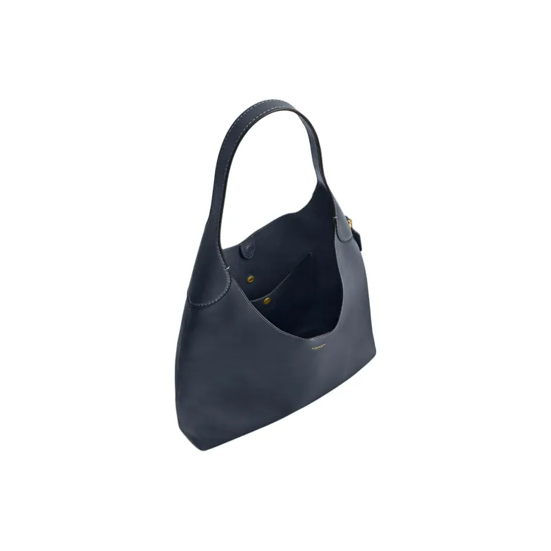 COACH Brooklyn Natural Grain Leather Hobo Bag, Handbag, Shoulder Bag Large Size Women's Brass Panel Denim-2