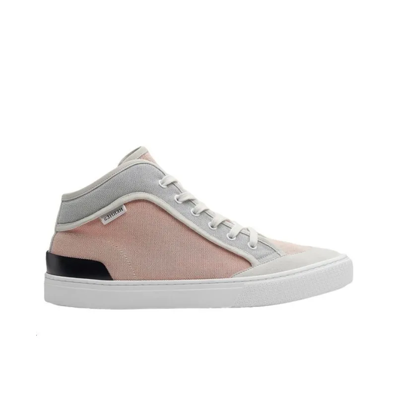 HERMES Mid Top Stylish Skateboarding Shoes Men's Gray Pink-1