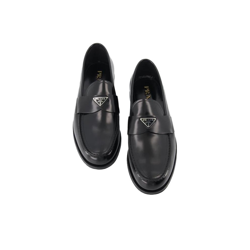 PRADA Triangle-logo Leather Loafers - POIZON PRADA Triangle-logo Leather Loafers - POIZON