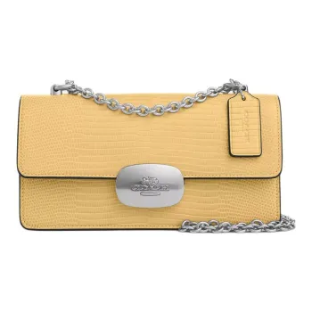 COACH Eliza Leather Shoulder Bag, Crossbody Bag Trumpets Women's Silver & Liquorice