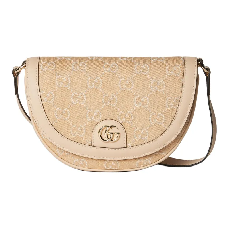 GUCCI Ophidia Denim Portable Crossbody Bag, Shoulder Bag Women's Light Beige-0