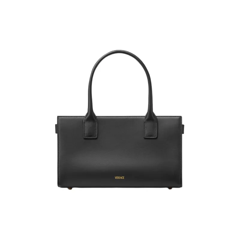 VERSACE Medusa '95 Cow Leather Tote Bag Shopping Bag Handbag Medium Size Women's Black & Gold-2