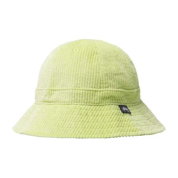Stussy Corduroy Bucket Hats Unisex Yellow Green-0