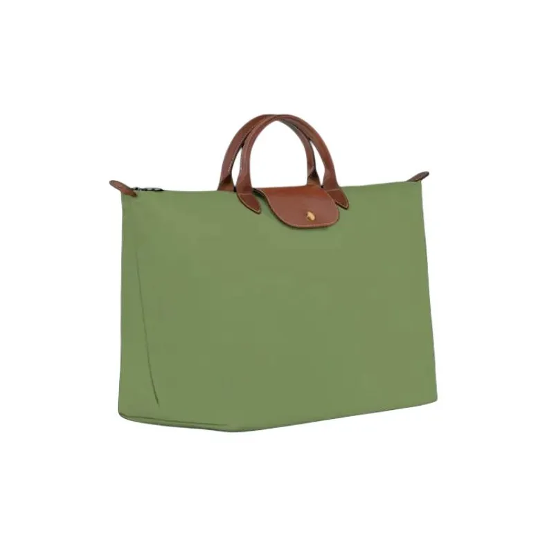 LONGCHAMP Le Pliage Cow Leather Trim Luggage Bag, Handbag, Travel Bag Trumpets Women's Avocado Green-1