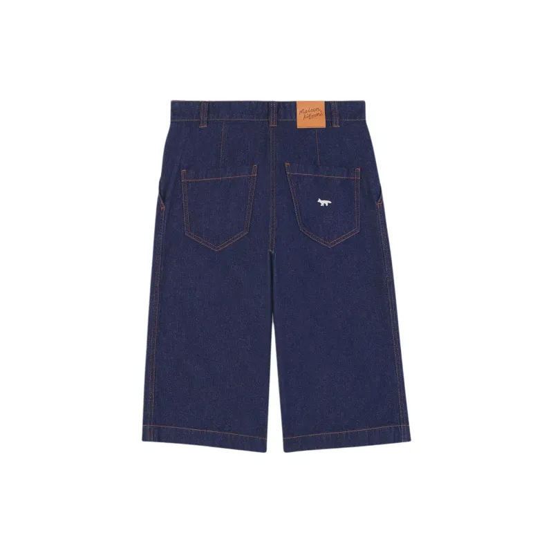 Maison Kitsune Logo Embroidered Denim Shorts-1