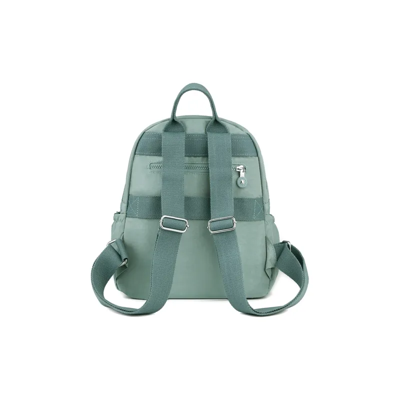 Parker Bear Nylon Fabric Backpack Regular Unisex Flesh Pink/Light Green/Black-6
