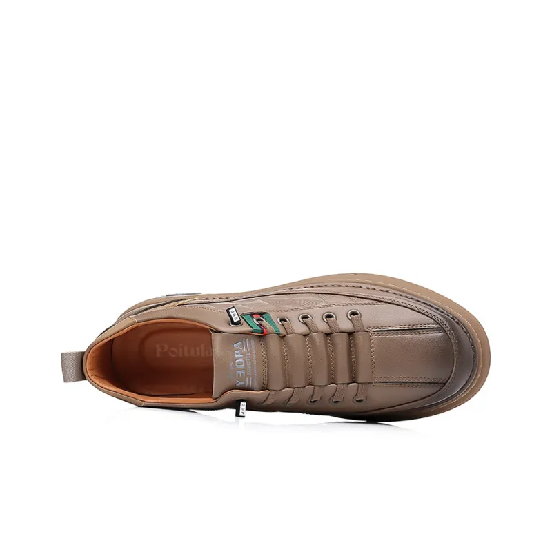 Poitulas Men's Casual Shoes Men Low Top Black/Brown-3