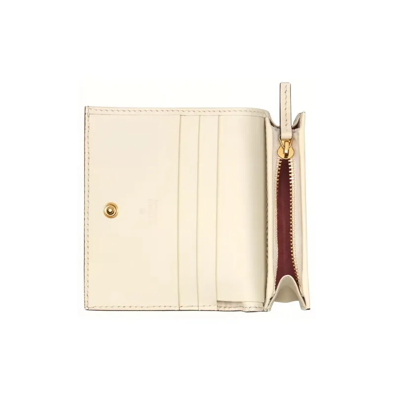 GUCCI Valentine's Day Collection Canvas With Leather Wallet Women's Ebony/White-4