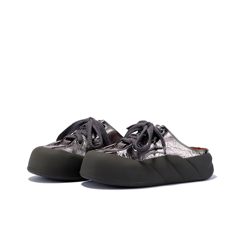 BELLALILY Wrap toe Slippers 4.5cm Women's Silver Gunmetal-6