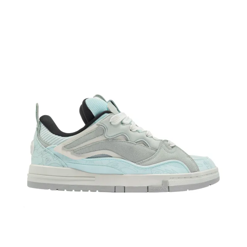 Aape x LiNing Wave Anti Slip Wear Resistant Low Top Skateboard Shoes Men's Gray Blue-1