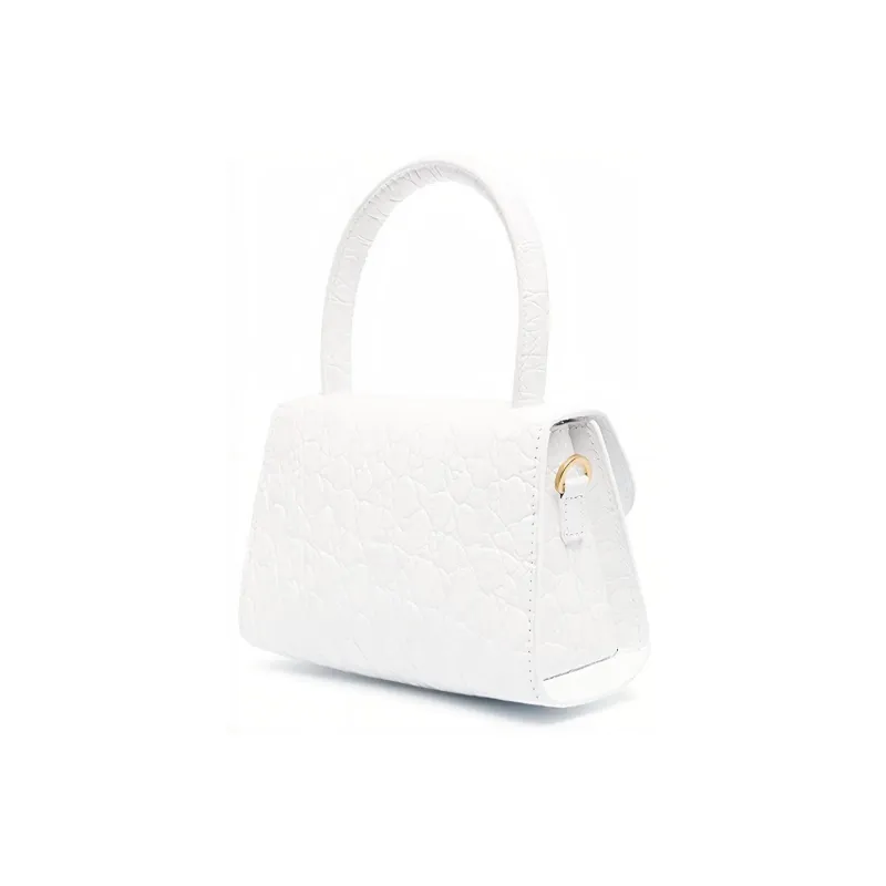 By Far Mini Croco Sheepskin Shoulder Bag Crossbody Bag Small Square Bag Handbag Mini Women's White-1