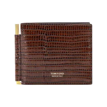 TOM FORD Leather Wallets Card Holders Men's Brown