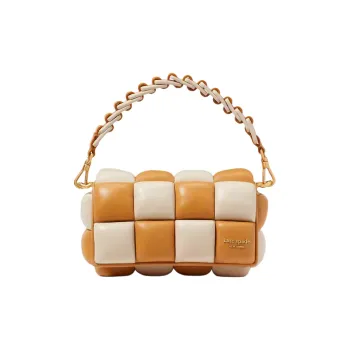 Kate Spade Boxxy Nappa Leather With Smooth Leather Trim Handbag Shoulder Bag Crossbody Bag Women's Brown & White