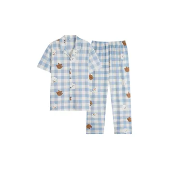 Sha Qian Pajama Set Summer Men's Blue