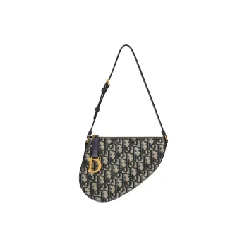 DIOR Jacquard Fabric Saddle Bag Handbag Shoulder Bag Women's Blue