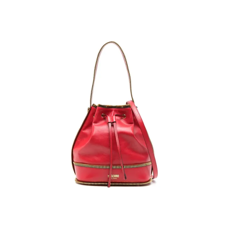 MOSCHINO Zip-detail Leather Bucket Bag-0