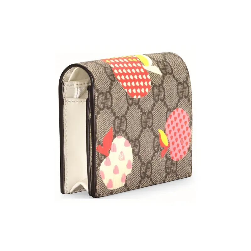 GUCCI Valentine's Day Collection Canvas With Leather Wallet Women's Ebony/White-2
