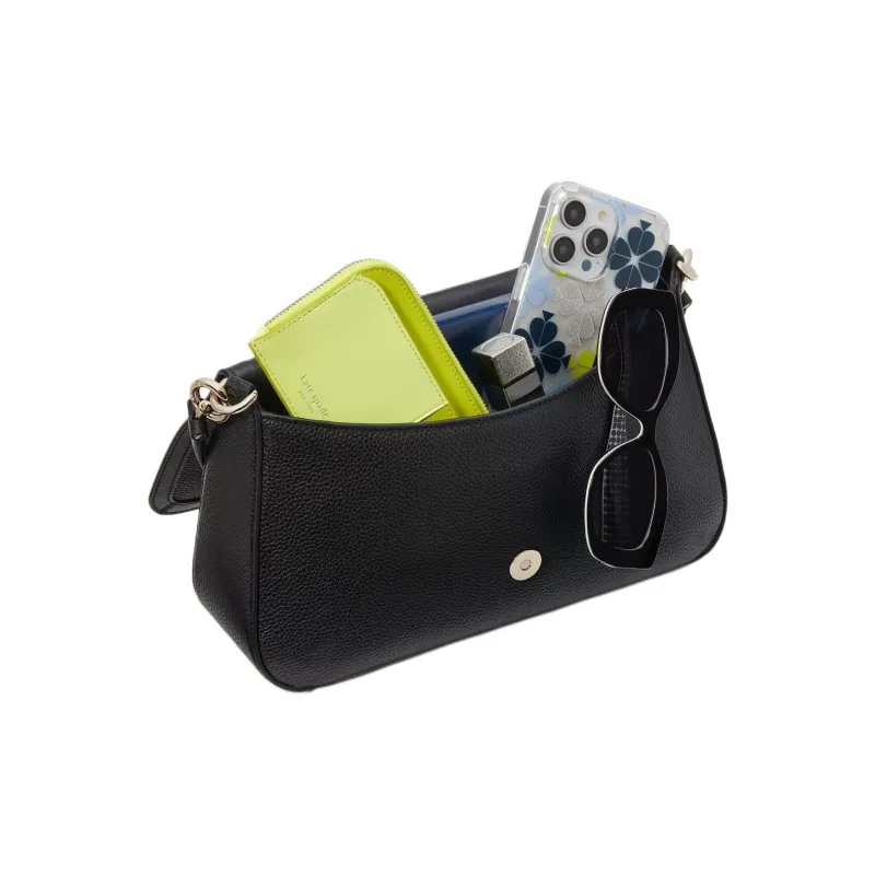 Kate Spade Hudson Litchi Grain Leather Handbag Shoulder Bag Women's Black-4