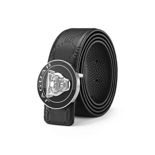 JAGUAR Cow Leather Leather Belts Men's Black Width  3.8cm