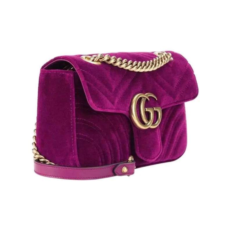 GUCCI GG Marmont Velvet Crossbody Bag, Shoulder Bag Women's Dark Purple-1