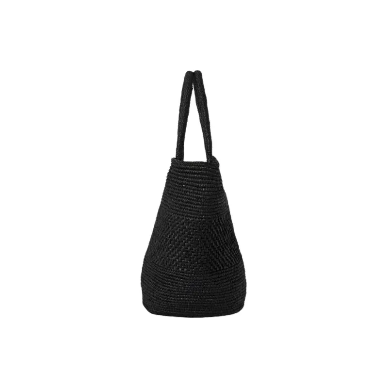 THE ROW Raffia Fiber Basket Handbag Women's Black-2