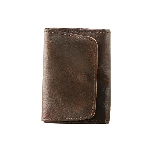 Back Step Cow Leather Coin Purse Unisex Coffee
