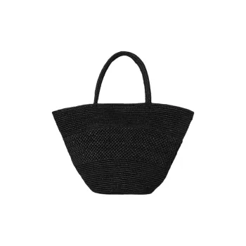 THE ROW Raffia Fiber Basket Handbag Women's Black