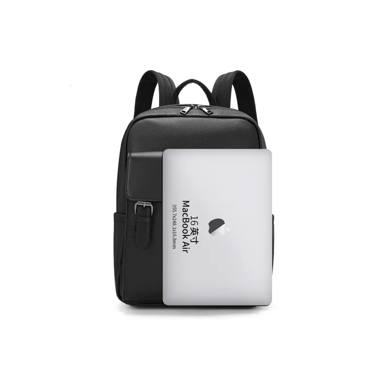 ROBERTA DI CAMERINO Cow Leather Commute Students Backpack 14 Inches Backpack Tubas Men's Black-4