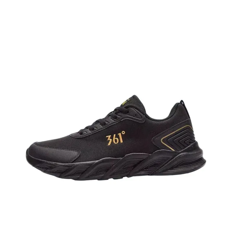 361° Anti-Slip Wear-Resistant Low-Top Running Shoes Men's Black Gold-0
