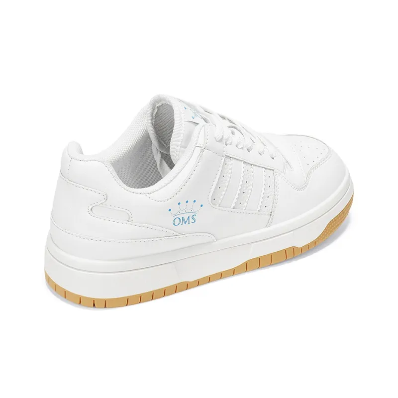 OMS Slip Resistant, Abrasion Resistant, Lightweight, Height Increasing Low Top Skateboard Shoes Women's White-3