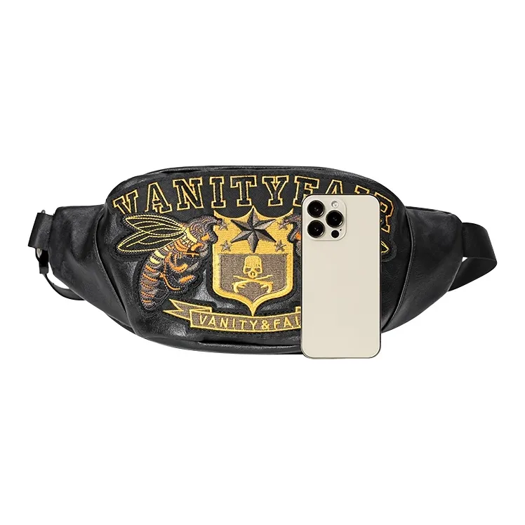 COTECi PU Biker Bag, Shoulder Bag, Crossbody Bag, Fanny Pack, Sling Bag Regular Unisex Black-1