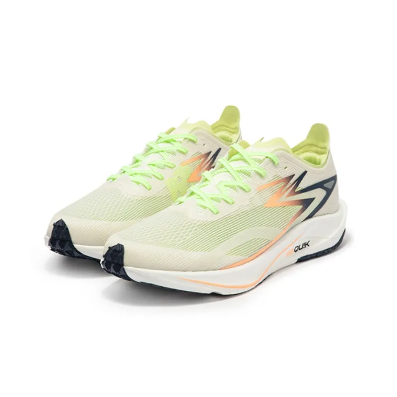 361° Speed Team Cushioned Slip Resistant Abrasion Resistant Breathable Low Top Sprint Running Shoes Unisex White Green-2