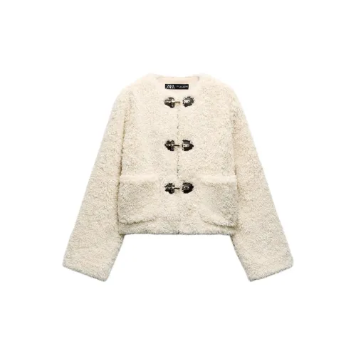 ZARA Velvet Jackets Women's White