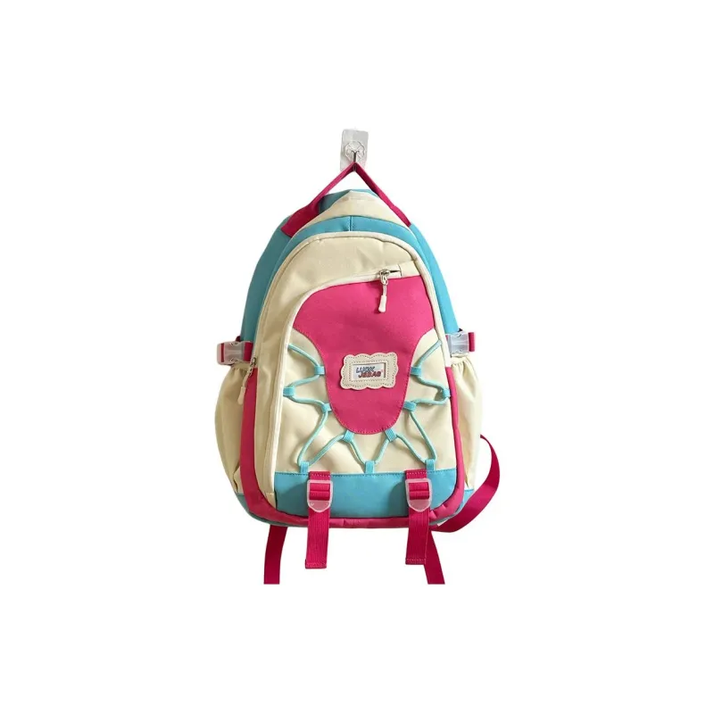 Rainbow Girl Nylon Backpack Regular Women's Red With Charm/White With Charm/Pink With Charm/Blue With Charm-8