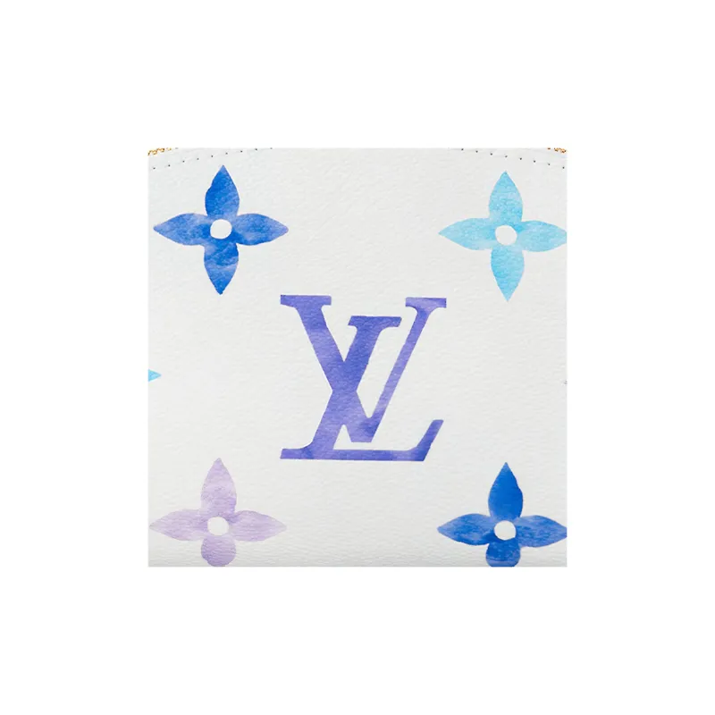 LOUIS VUITTON Canvas Handheld Makeup Bag Small Size Women's White/Blue-2
