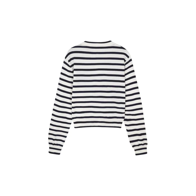 Maison Kitsune Fox Head Intarsia Buttoned Striped Cardigan-1