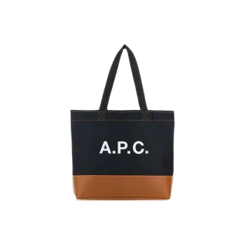 A.P.C Axel Logo Printed Denim Tote Bag