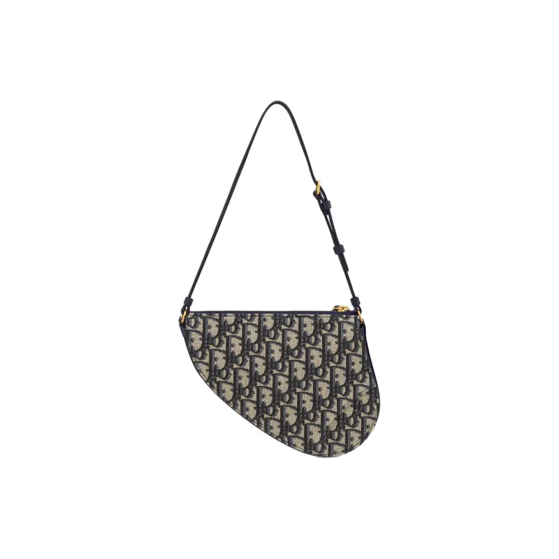 DIOR Jacquard Fabric Saddle Bag Handbag Shoulder Bag Women's Blue-2