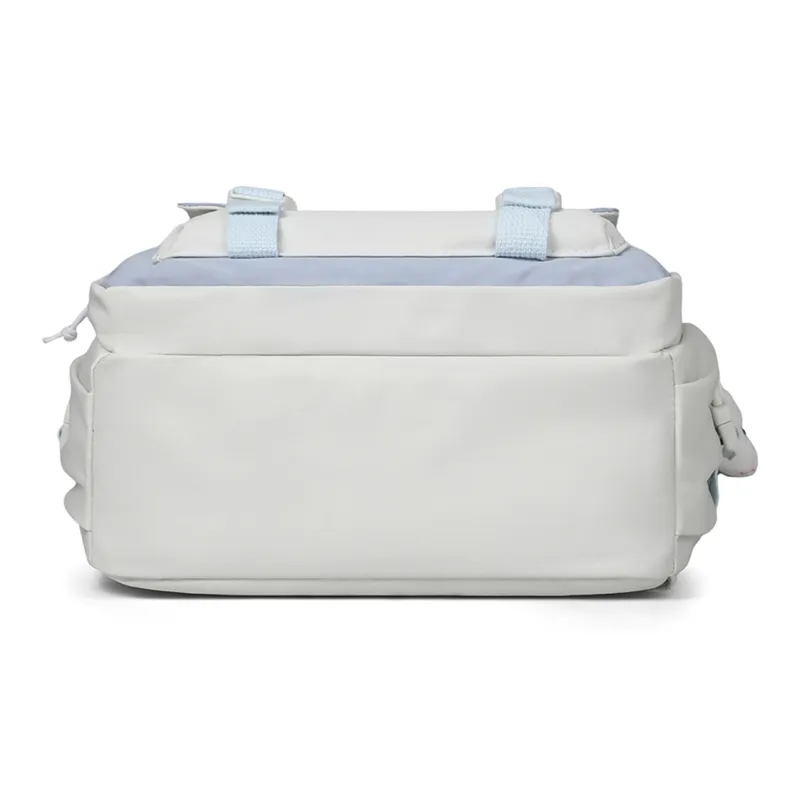 COMELY Nylon Fabric Backpack Tubas Unisex White & Blue/Black-4