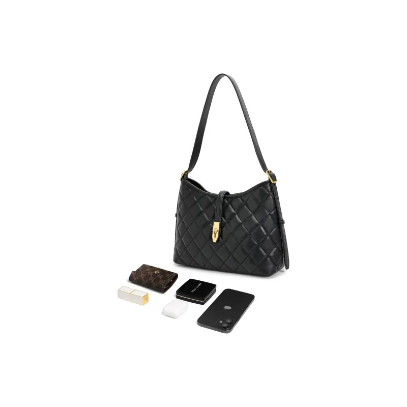 BELLE Artificial Leather Shoulder Bag Women's Solid Color Plain-10