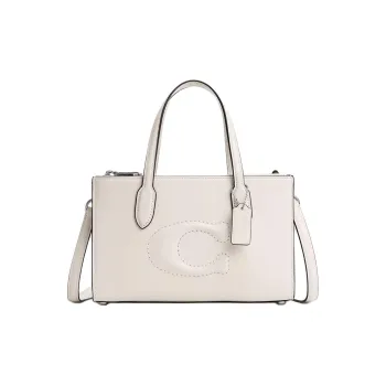COACH Refined Calfskin Shoulder Bag, Crossbody Bag, Handbag Medium Size Women's Silver & Chalk
