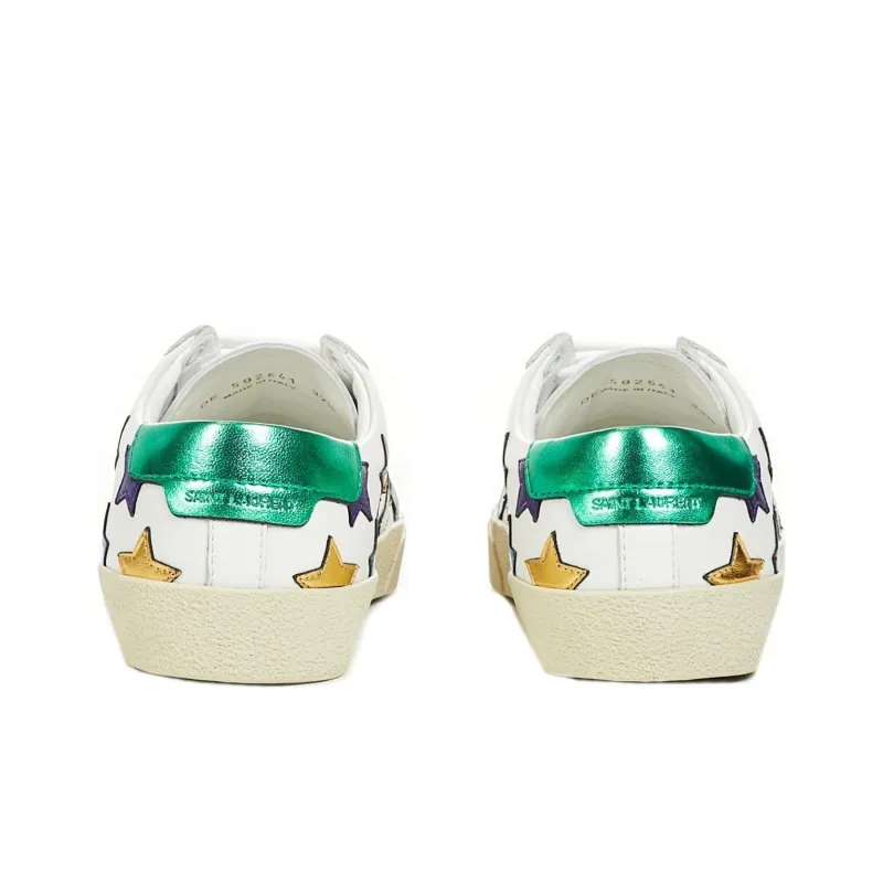 SAINT LAURENT Court Classic Low Top Stylish Skateboarding Shoes Women's White Multicolor-4