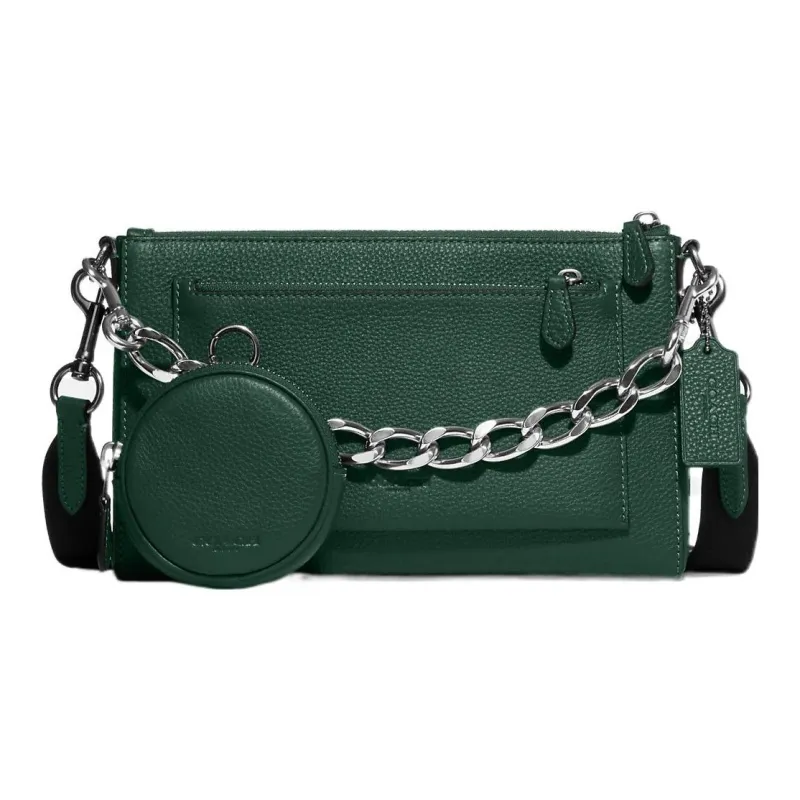 COACH Holden Pebbled Cow Leather Combo Bag Shoulder Bag Crossbody Bag Medium Size Women's Dark Green-0